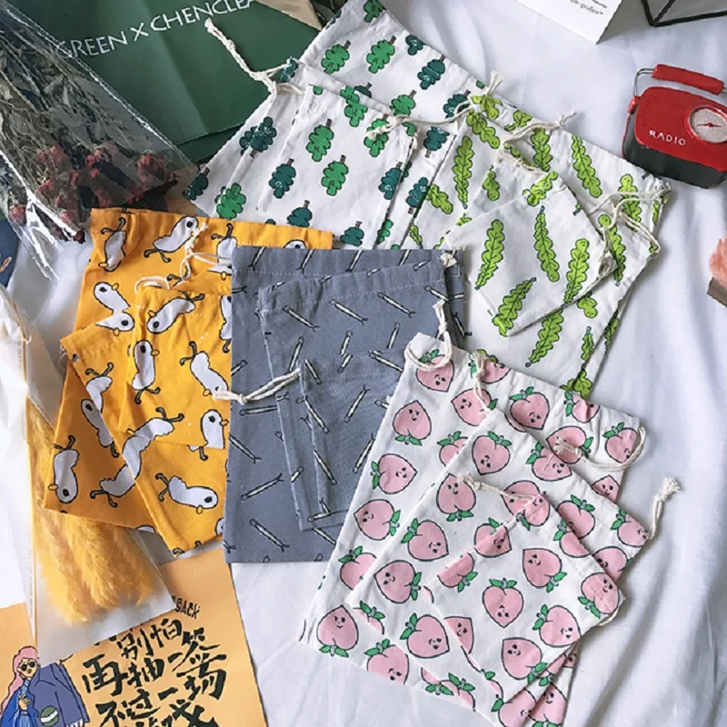 Корейский ulzzang Харадзюку Мультфильм Drawstring Женская Новая мода Портативный Путешествия Повседневная Женская Drawstring Карманный