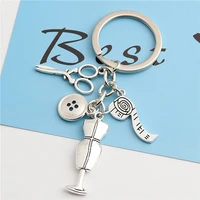 1pc sewing machine scissors tape measure keychain making costume designer keyring gift jewelry accessories e2218