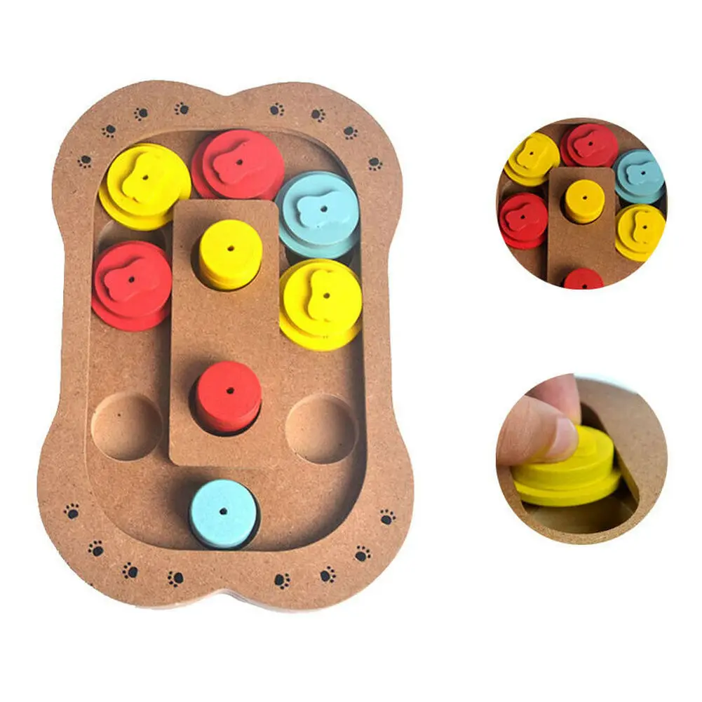 Wooden Dog Puzzle Toys Bone Paw Shape Fun Feeding Multi-functional Interactive Dogs For Pet Feeder IQ Training Educational | Дом и сад
