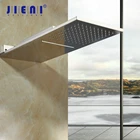 Насадка для душа JIENI, ультратонкая, квадратная, из нержавеющей стали, с дождем и водопадом, из твердой латуни, для ванной