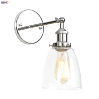 iwhd loft industrial led wall light fixtures bedroom mirror stair silver metal glass antique wall lamp vintage lampara pared led