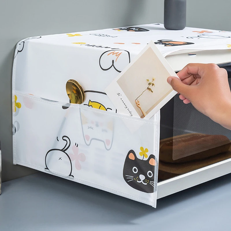 

Fresh Style Microwave Dust Cover Nordic Style Exquisite Oven Cover Towel Practical Waterproof Dust Cloth Cute Printed Dust Cover