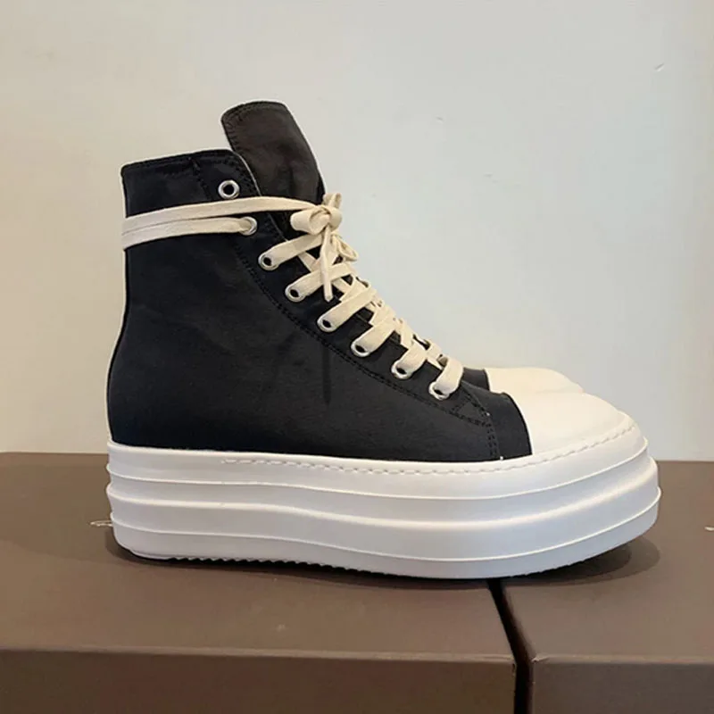 

Women's 5.5cm heel platform lace up personalized canvas Shoes Satin fabric real picture main line 2020ss trainer Boots