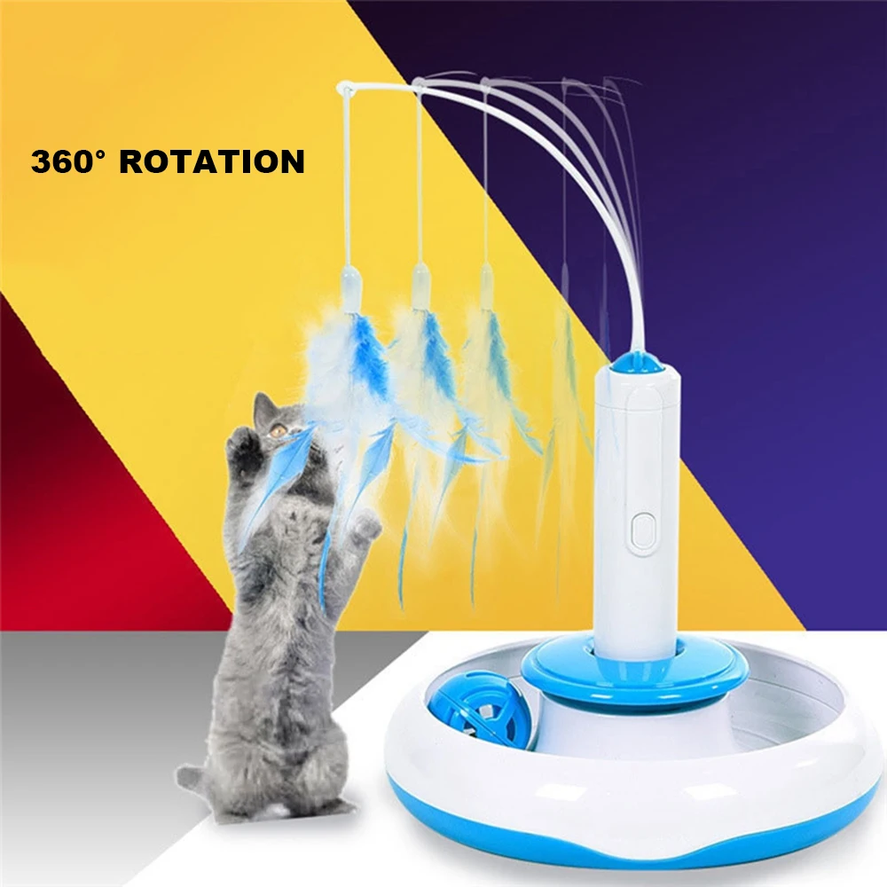 Перьевая электрическая игрушка для кошки синяя белая Умная сумасшедшая игра