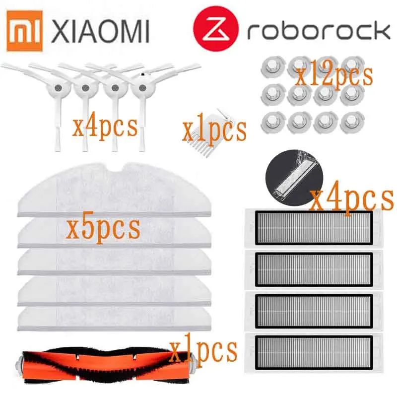 27PCS-LOT Основная щетка hepa фильтр, боковая щетка Швабра Ткань подходит для xiaomi вакуум 2 roborock s50 аксессуары xiaomi mi робот Замена - Цвет: 27PCS-LOT