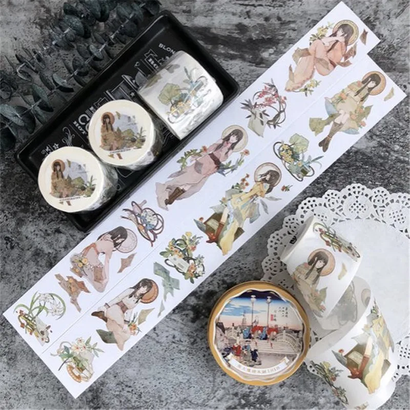

Fairy Flower Girl Washi Tapes Bullet Journal Masking Tape Adhesive Tape DIY Scrapbooking Washi Stickers