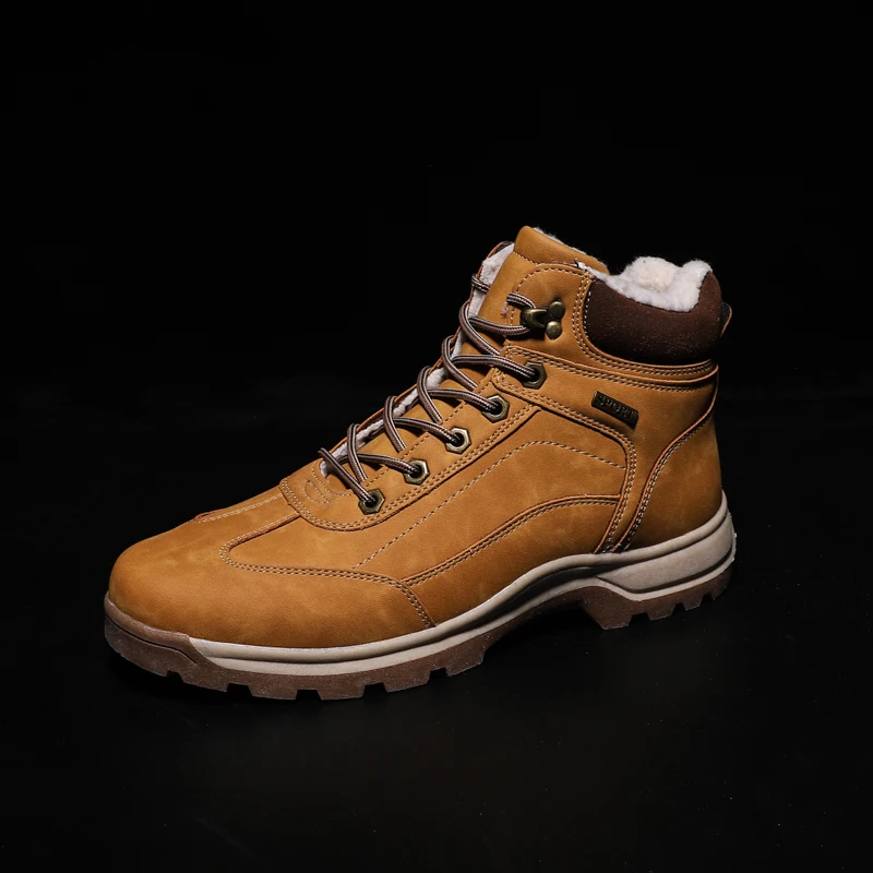 Мужские брендовые очень теплые кожаные ботинки больших размеров 39-47 мужские