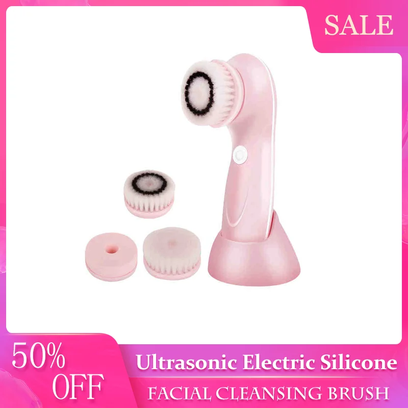 

Facial Cleansing Brush Sonic Vibration Mini Face Cleaner Silicone Skin Deep Pore Cleaning Electric Waterproof Face Cleaner