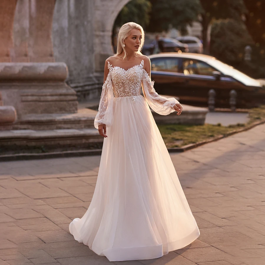 Прозрачная одежда с длинным рукавом и аппликацией кружевное ТРАПЕЦИЕВИДНОЕ