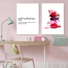 Отпечатки лака для ногтей, иллюстрация макияжа, красота, ванная комната, декор для маникюра, подарок, модный маникюрный салон, настенное искусство, Картина на холсте