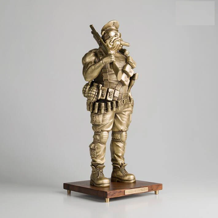 Скульптура-статуэтка "Воин-солдат собака" из чистой латуни в стиле арт-деко, абстрактное животное, украшение для дома и подарок, высотой 24 дюйма.