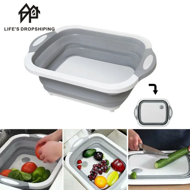 3 в 1 многофункциональная Складная разделочная доска кухонная силиконовая