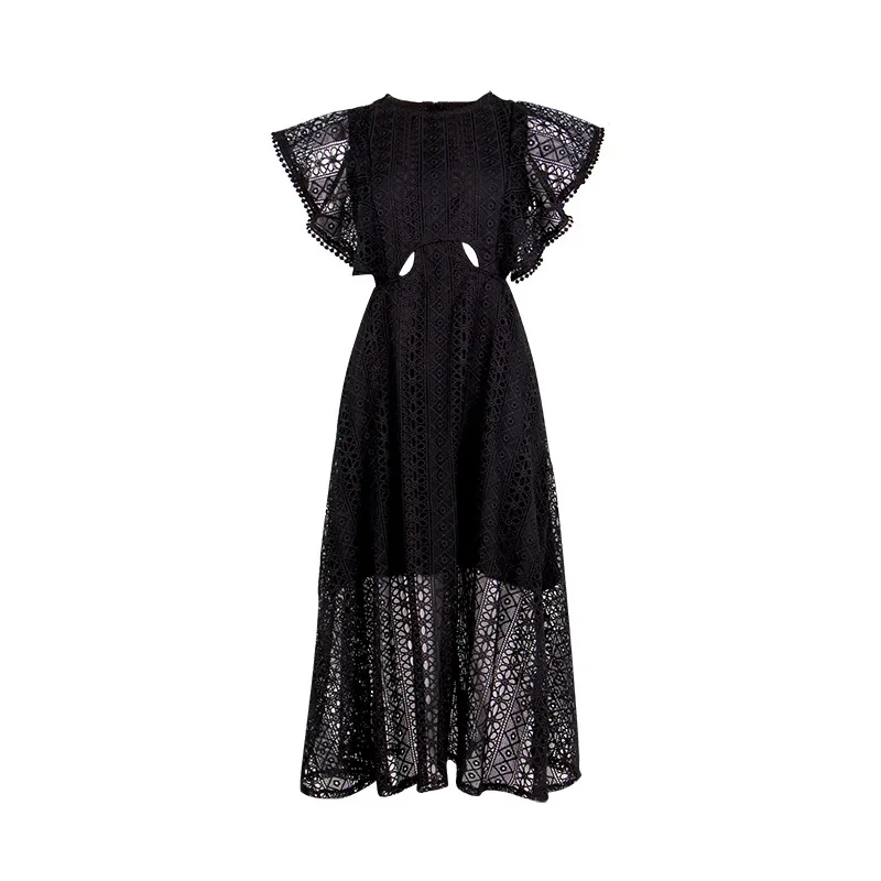 

Fashion brand women's summer new fashion hollow sexy waist vacation long dress women tide