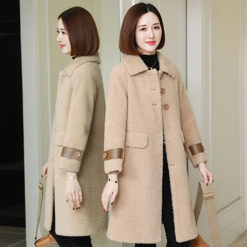 Women Autumn Winter Fashion New Jacket Female Casual Real Fur Coat Warm Sheep Shearing Outwear Natural Wool Fur Coats X73 enlarge