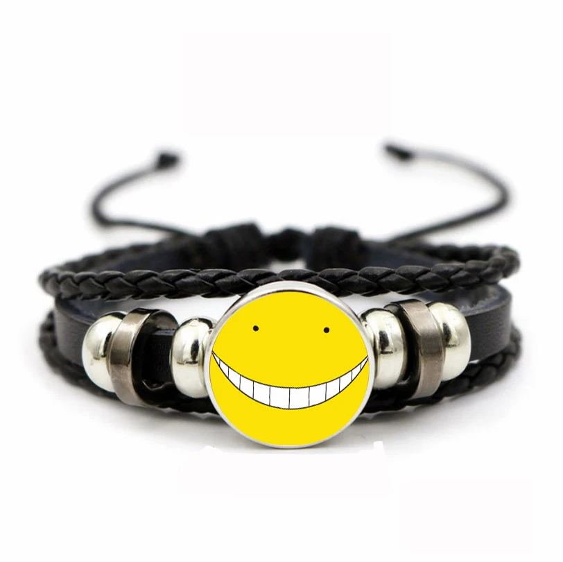 

anime Assassination Classroom Bracelet Glass Dome Charm Leather Bracelets Anime Jewelry teenager Cosplay boys girls Gift