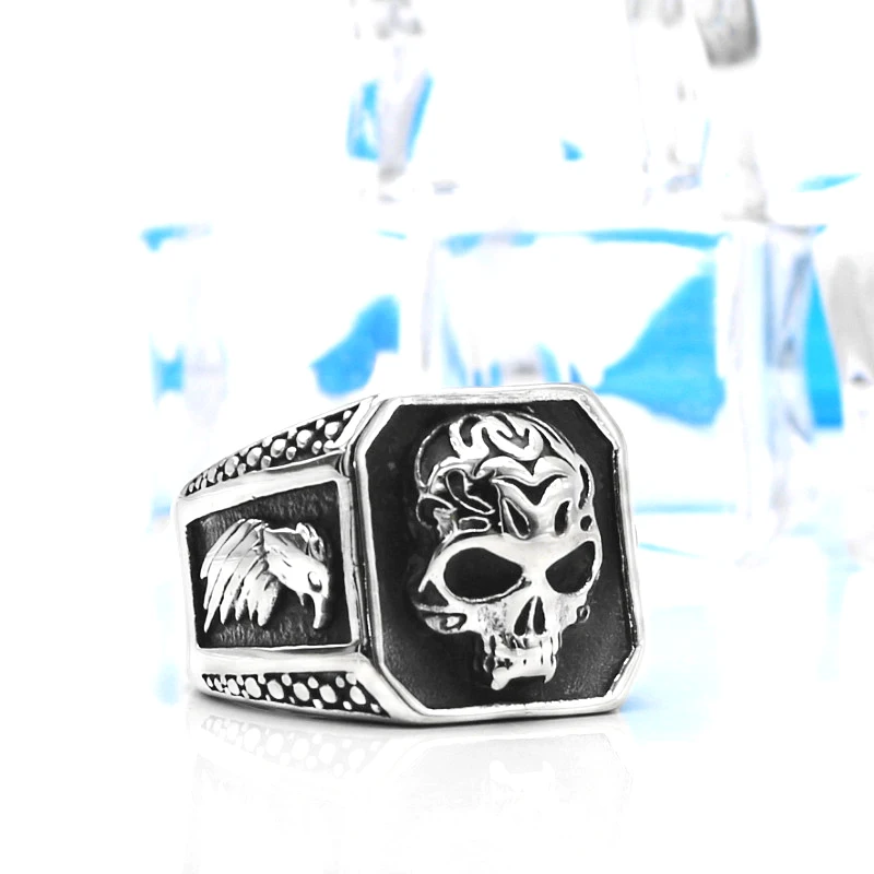 KLDY Viking мужское кольцо Байкер Череп кольцо скелет из нержавеющей стали кольца с изображением орла мужские ювелирные изделия bague homme титановая сталь ювелирные изделия