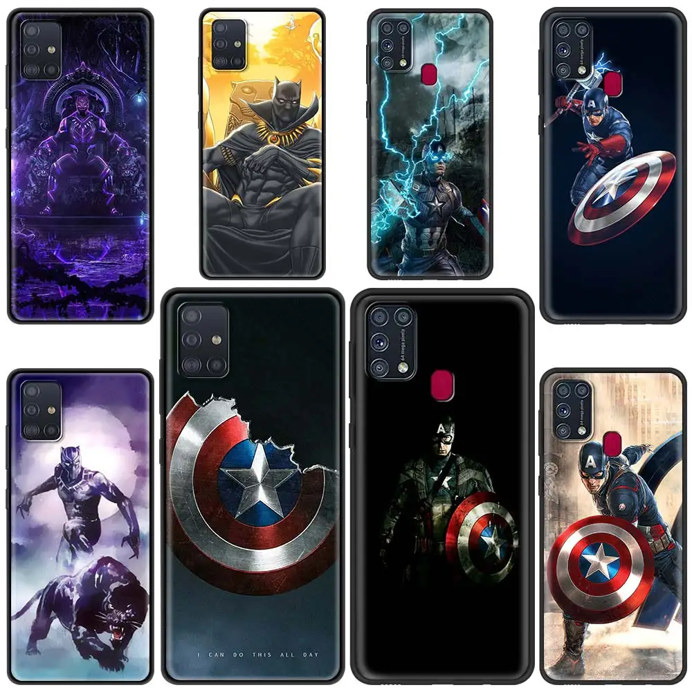 

Phone Case For Samsung Galaxy M31 M30s M51 M31s M11 M32 A9 2018 M01 M12 Black Silicone Fundas capitan america Avengers Marvel