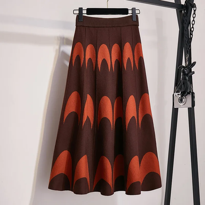 Осенне-зимняя женская вязаная шерстяная плиссированная юбка 2019 Повседневная