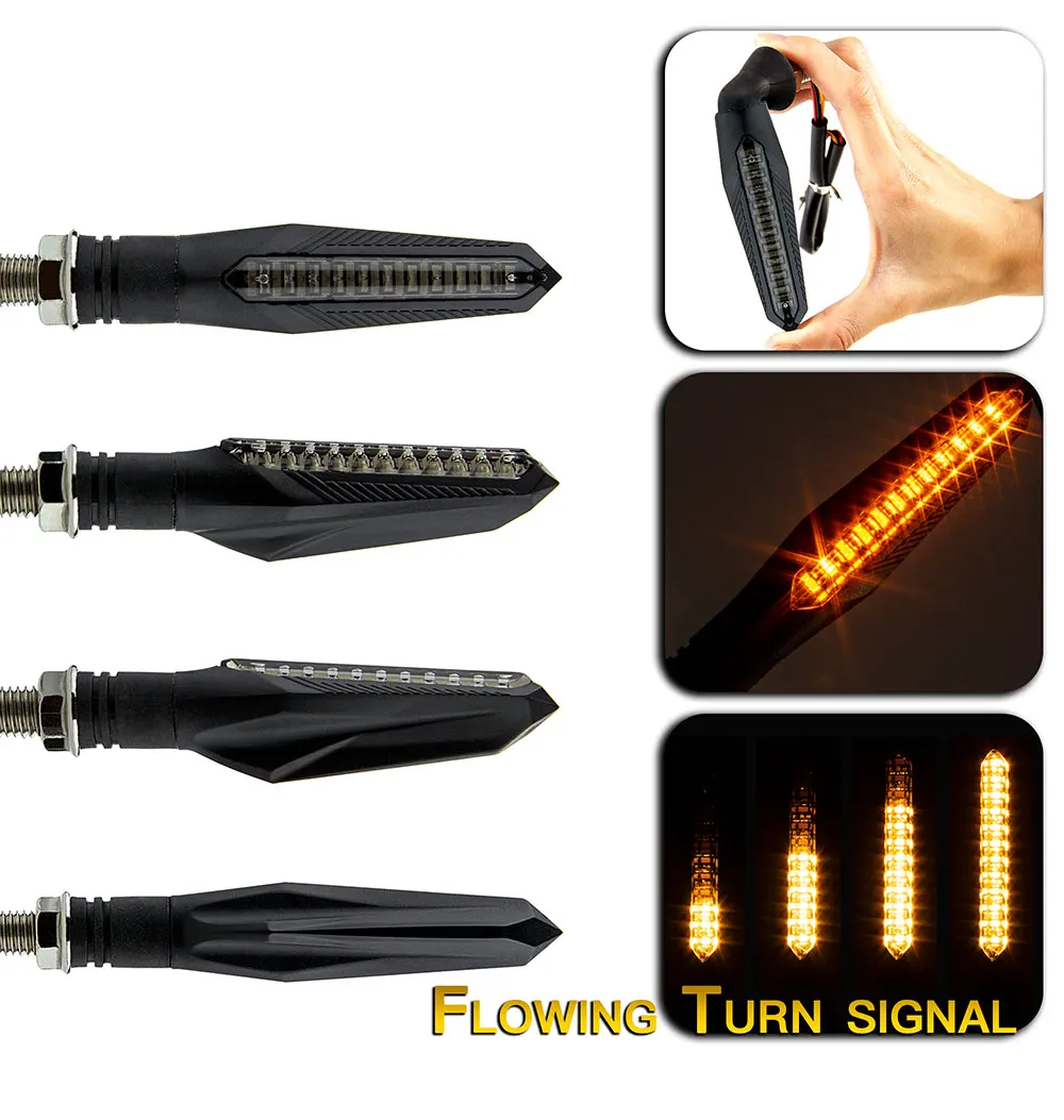 Универсальные потоковые Светодиодные поворотники для мотоцикла желтая лампа со