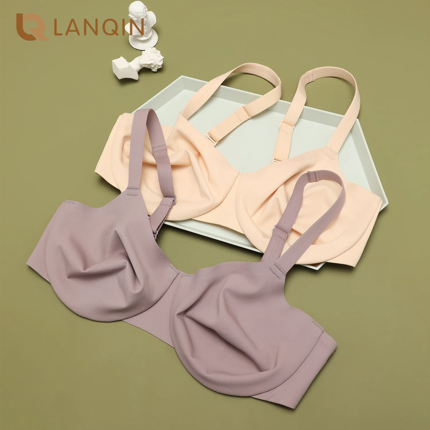 Women's Seamless Bra Full Coverage U Back Plus Size Unlined Comfort Underwire Underwear Big Breast E F G