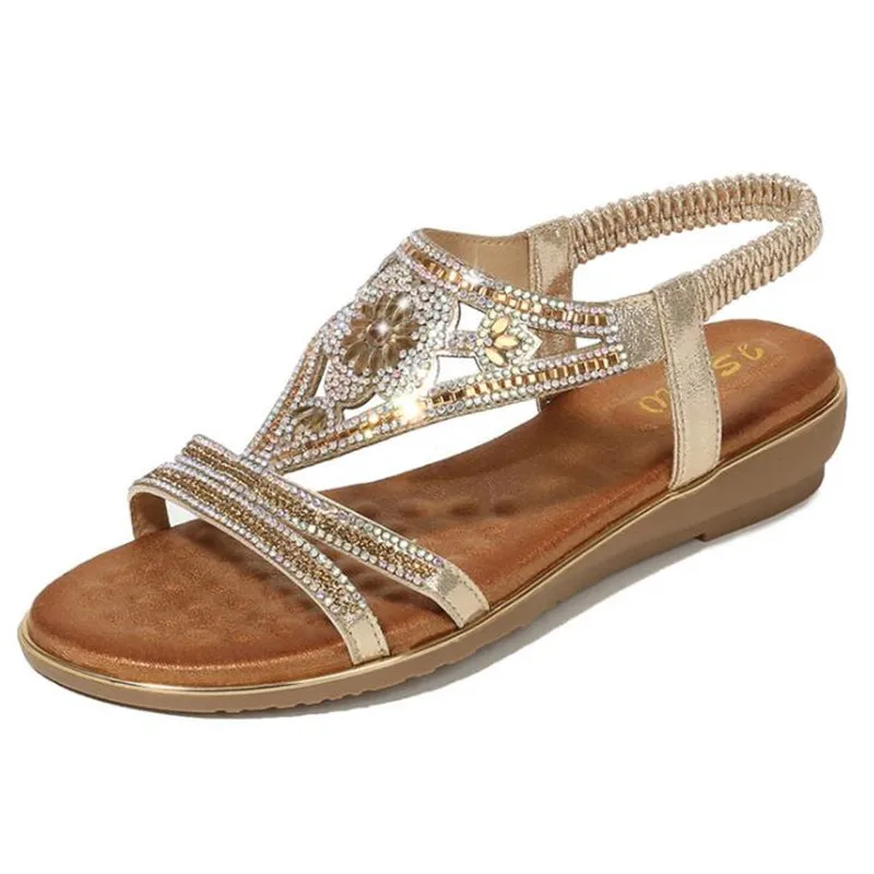 

New fashion flat sandals rhinestone sandals women all-match temperament women's shoes plus size shoes for women