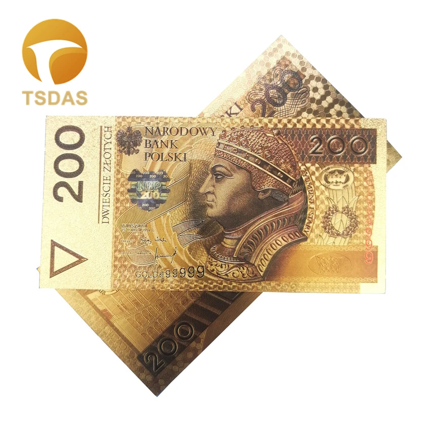 Банкноты из цветной золотой фольги 100 шт./лот польская банкнота 200 злотых банкнот
