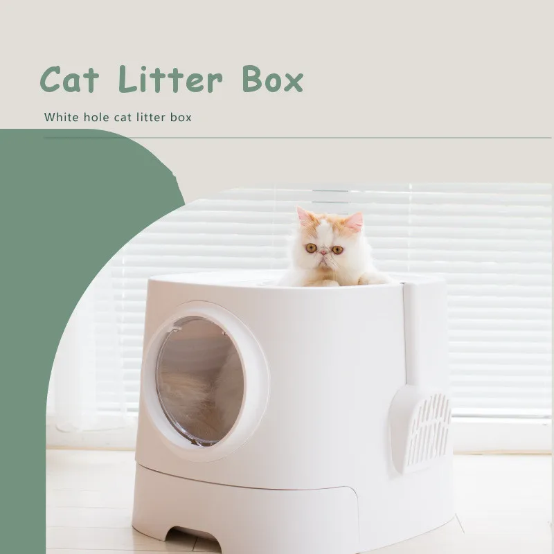 

Cat Litter Box Fully Enclosed Drawer Top Entry Type Splash-proof Deodorant Large Space Cat Supplies Cat Toilet Cats Litter Basin