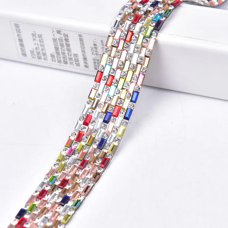 Горячая фиксация Стразы 5 ярдов 2 см разноцветная стеклянная Хрустальная