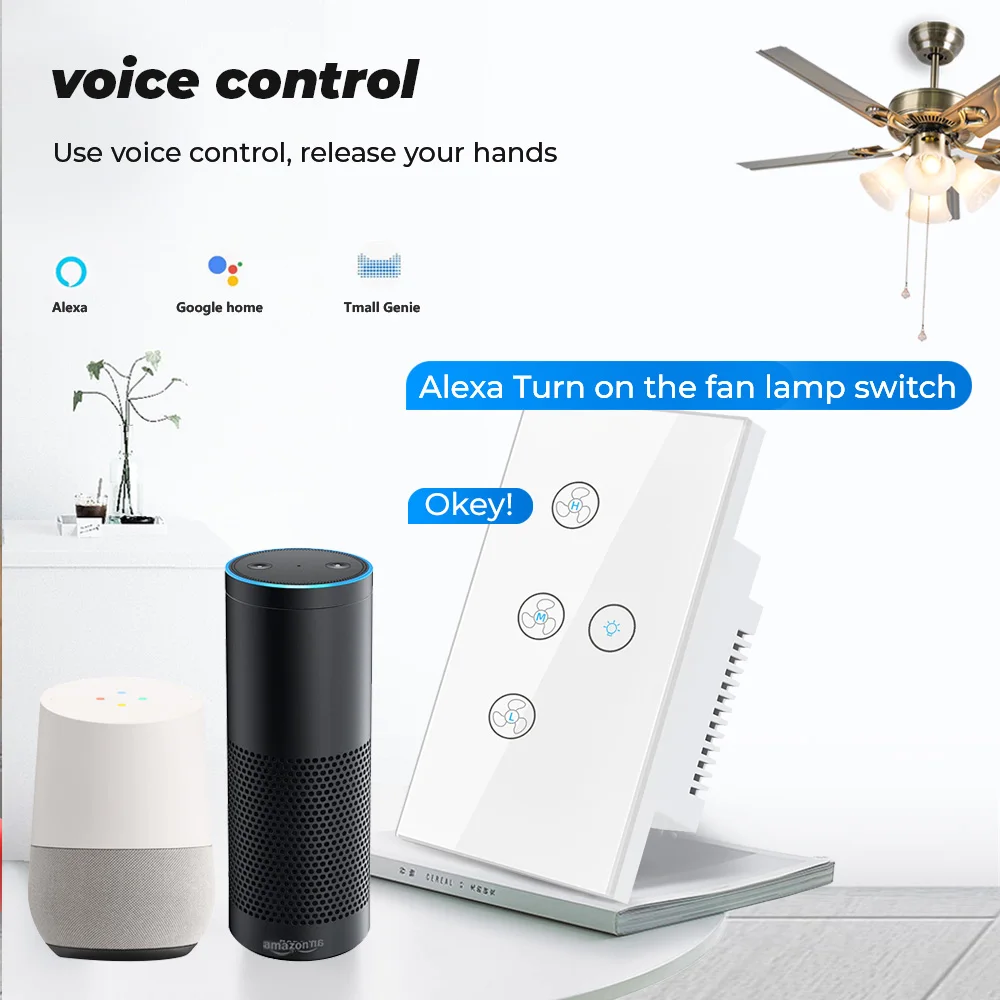 Умный высветильник ель света SMATRUL с сенсорным вентилятором Wi Fi 110 В|Выключатели| |