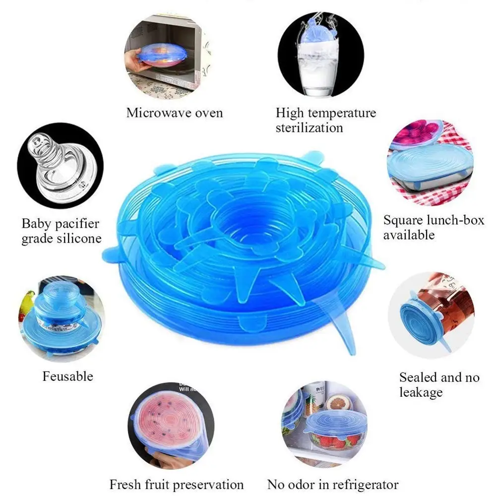 6 шт./упаковка силиконовые крышки для ёмкости | Дом и сад