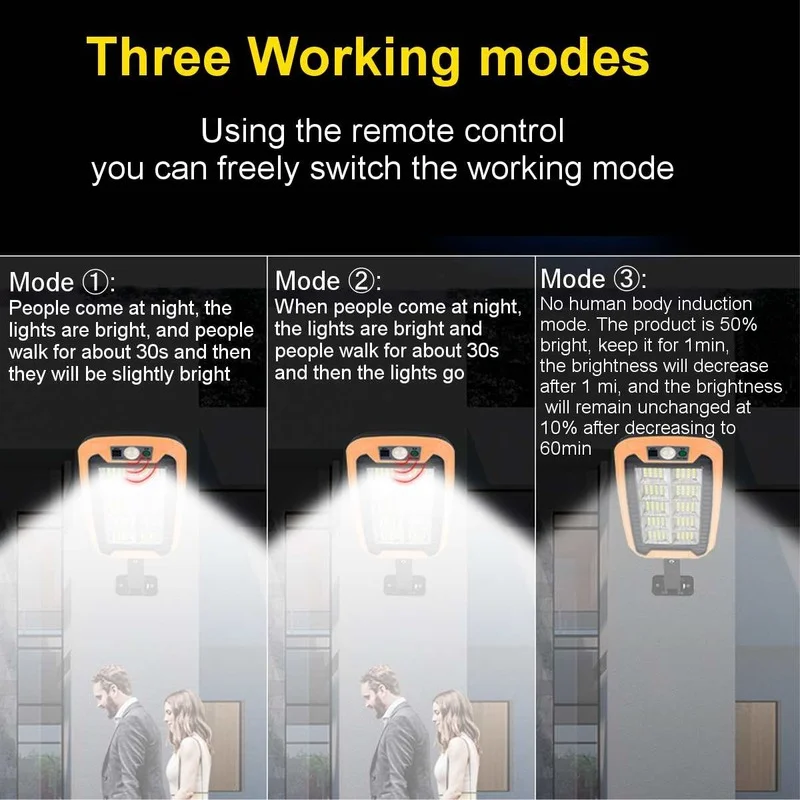 

Large Solar Light 204 COB Outdoor Christmas Solar Street Light Garden Infrared Sensor Motion Sensor Smart Remote Control Light.