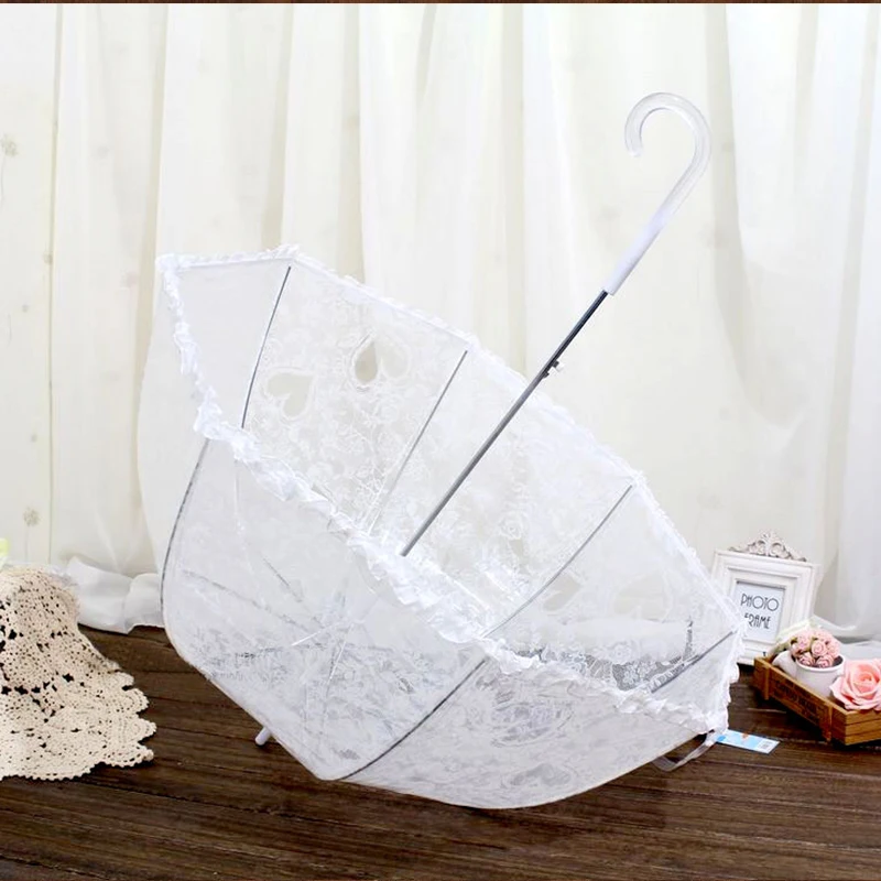 Модный белый прозрачный кружевной зонт Женский солнцезащитный Зонт Apollo милый