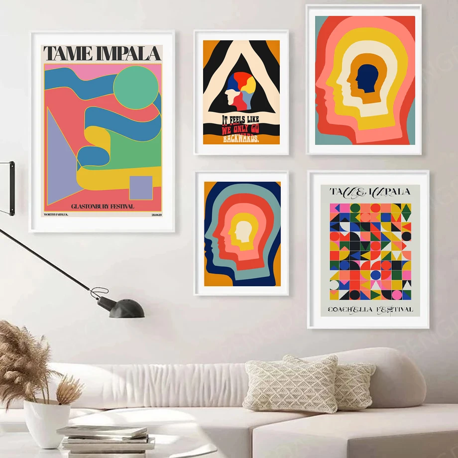 

Ретро абстрактная Геометрическая ручная импала, холст, живопись, постеры, красочная голова, настенные картины для гостиной, домашний декор, ...