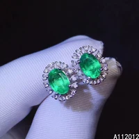 kjjeaxcmy fine jewelry 925 silver natural emerald new girl vintage earrings hot selling ear stud support test chinese style
