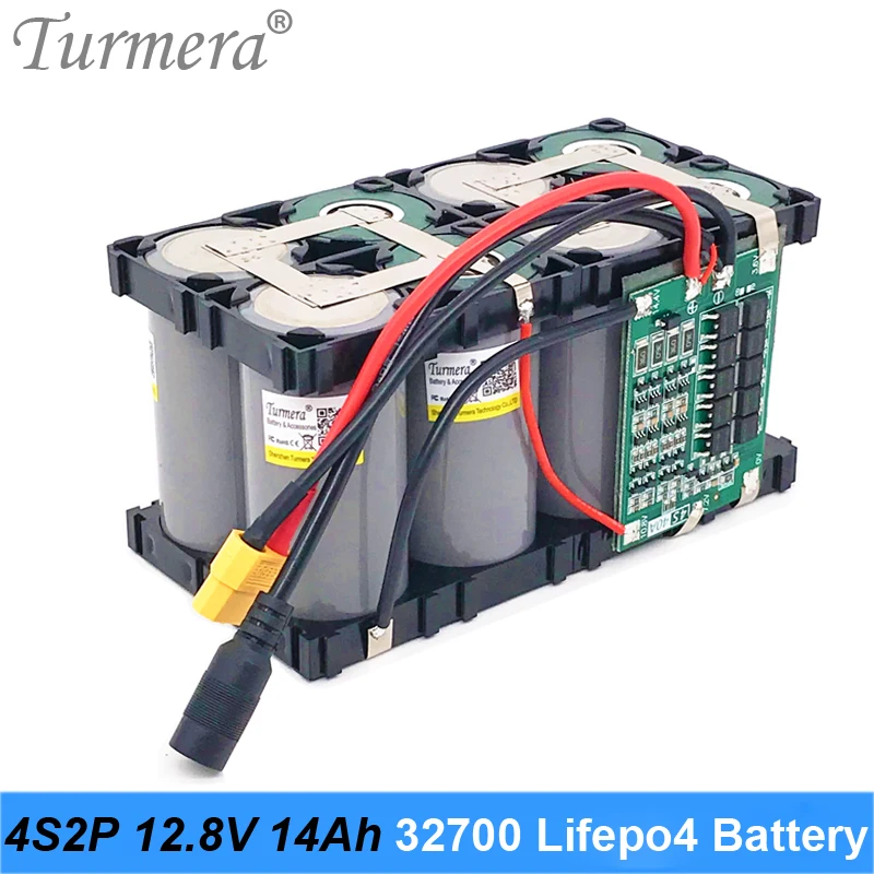 Аккумулятор Turmera 32700 Lifepo4 4S2P 12 8 в 14 А · ч с сбалансированными BMS для электрических