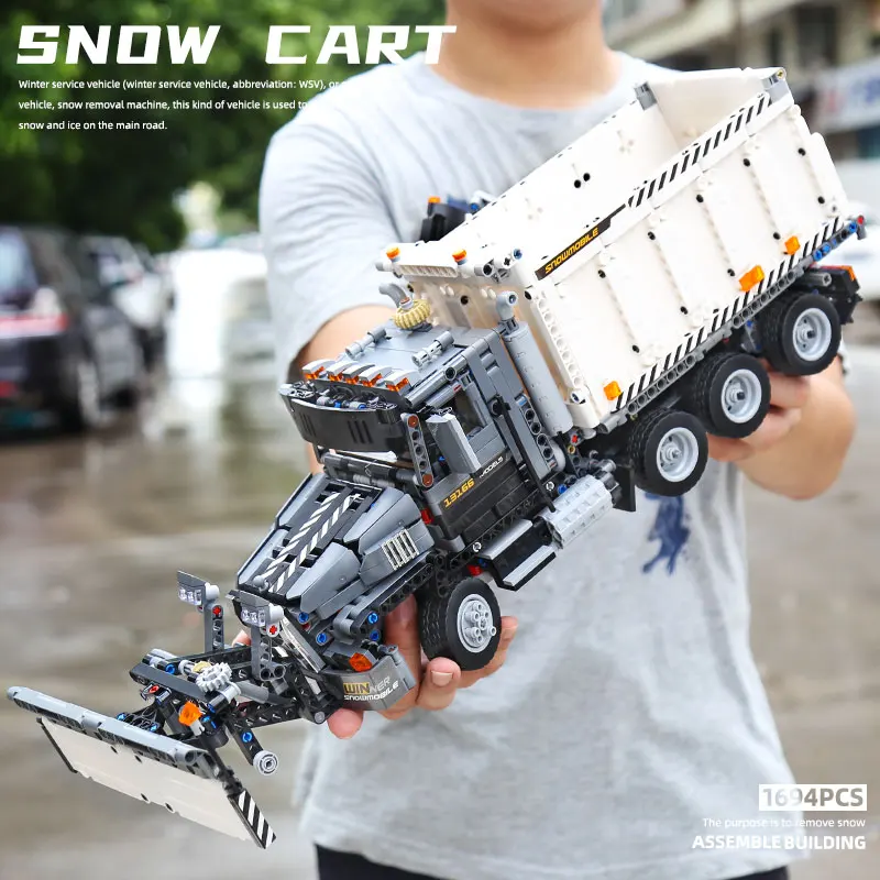 

MOULD KING Building Blocks High-Tech Snowplow Truck Model Set Assemble Stacking Bricks Kids Educational DIY Toys Christmas Gifts