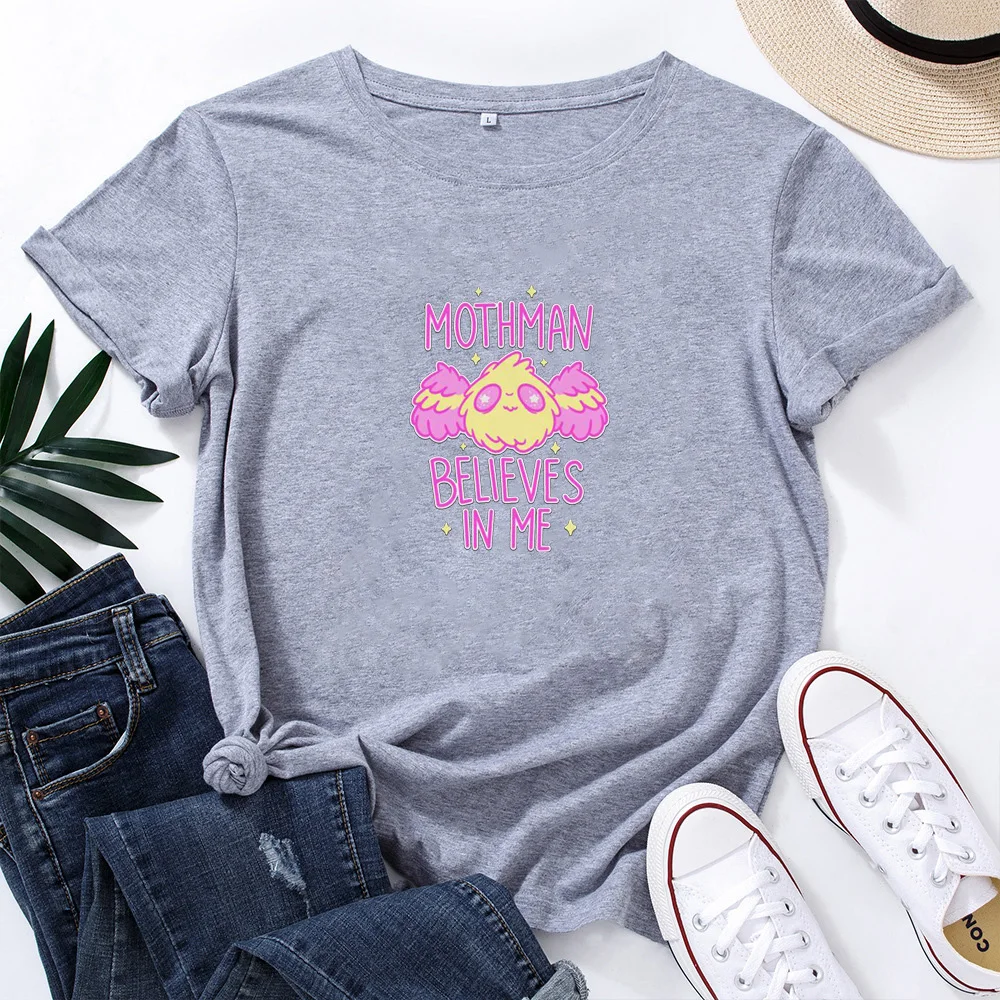 

Believes In Me Shirt Funny T Shirts Women Short Sleeve O-neck T-shirt Women Cotton Tshirt Women Top Loose Tee Shirt Femme White