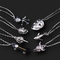 1pc stainless steel hip hop street rock style whalealien 3d skateboardskullclown maskdiy charms necklace jewelry findings