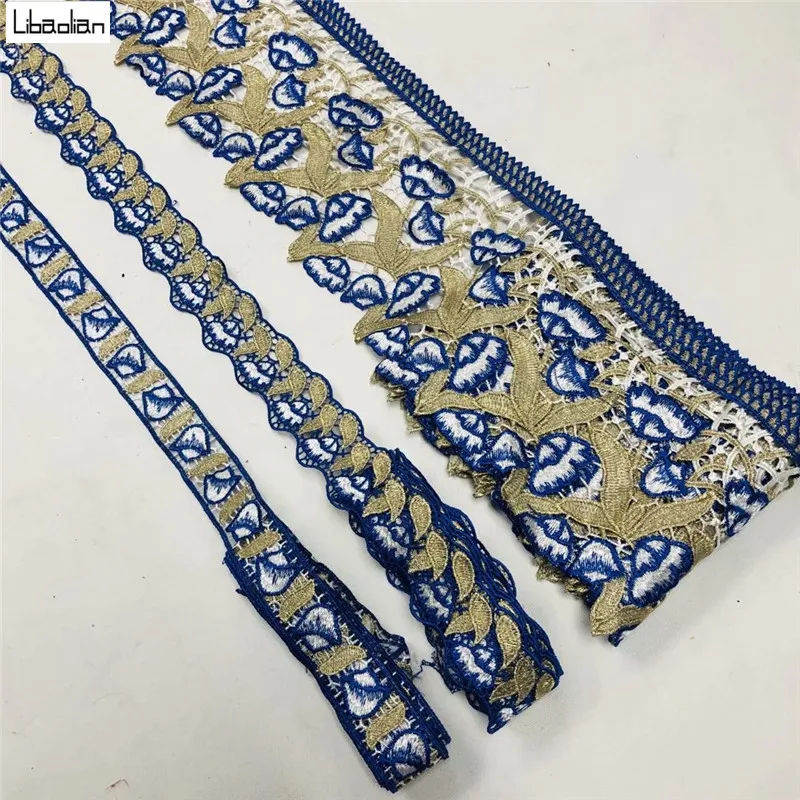 

African Lace Floral Embroidery Net Lace Trim 15Yards for DIY Sewing Handmade Craft Materials 3sizes B27-13