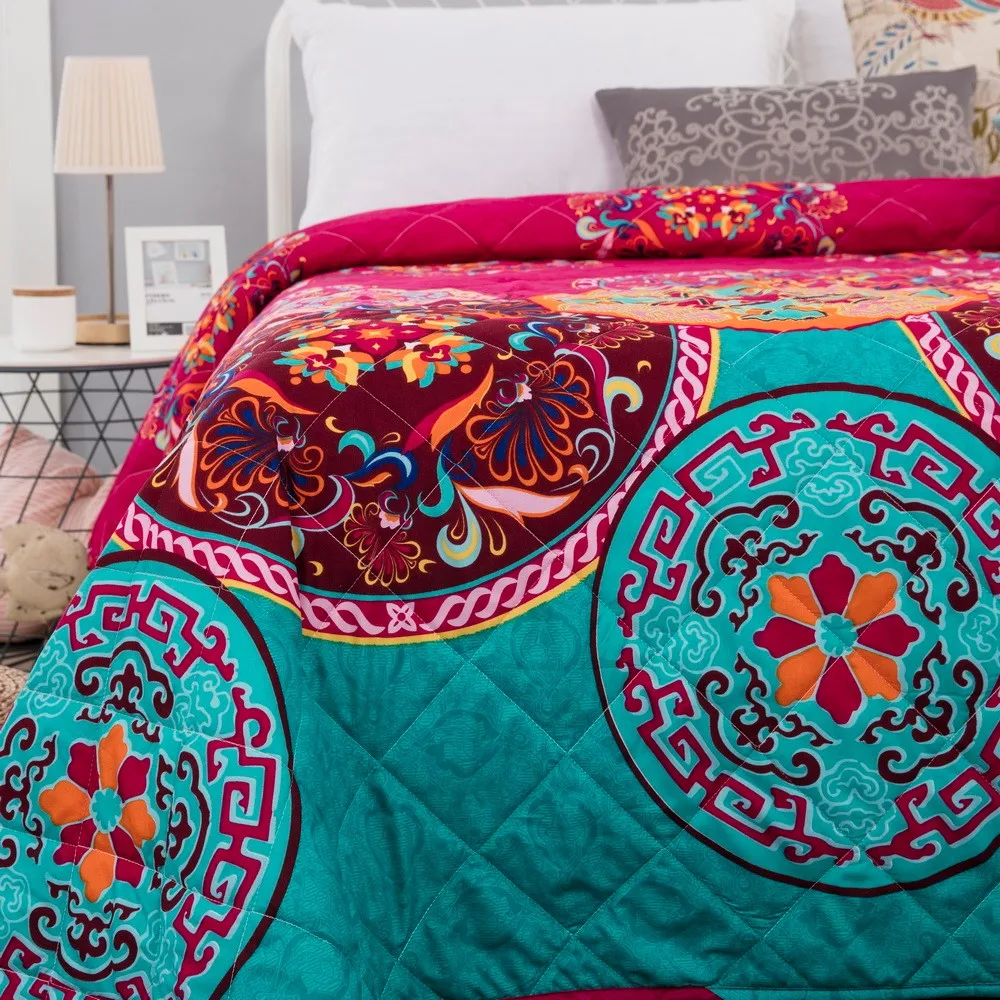

Pink Bohemian Quilt Bedspread polyester Bedding bedspreads for Kid Adult 230x230CM