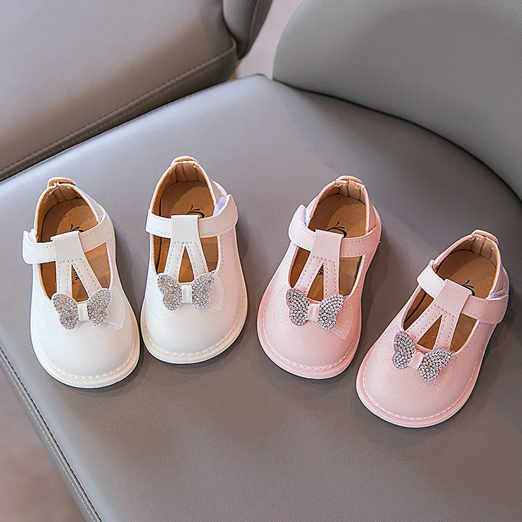 

Children Leather Shoes Spring Autumn Girls Cute Solid Color Shoes Kids Fashion New Butterfly Velcro Shoes 2 3 4 5 6 7 8 9 10 11y