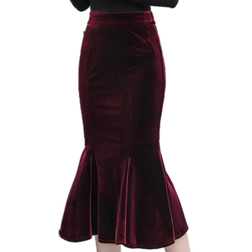 Женская Вельветовая юбка Vinatge облегающая офисная с высокой талией 3XL размера плюс