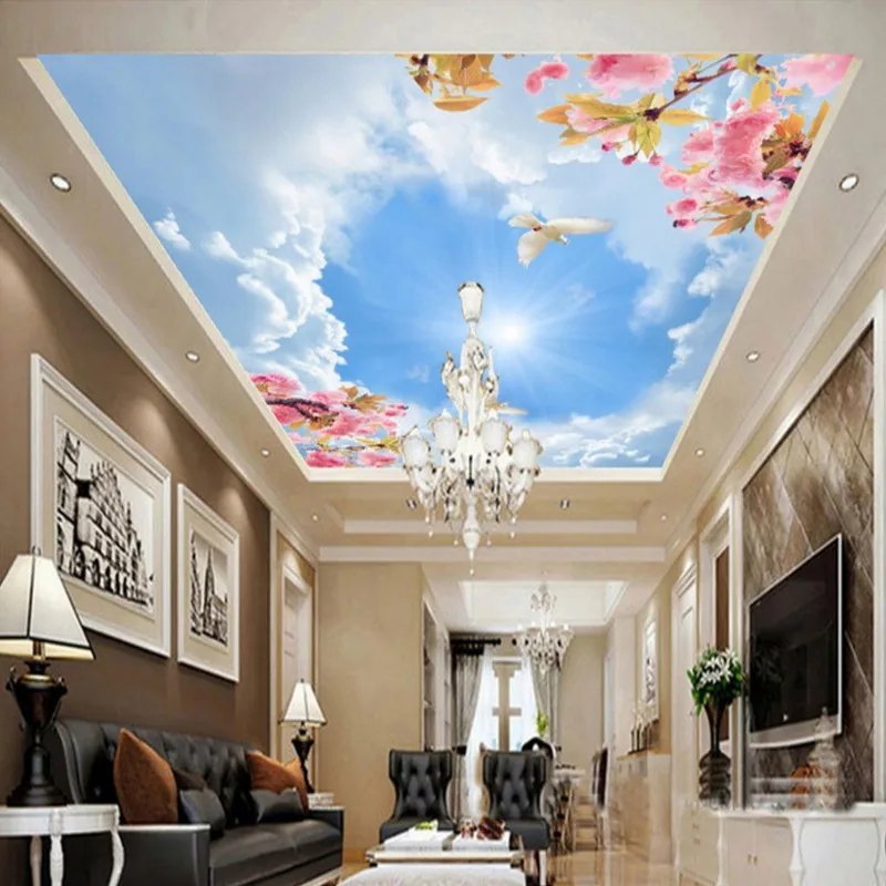 Прямая поставка фото обои на заказ эстетическое небо персик голубь Зенит Фреска