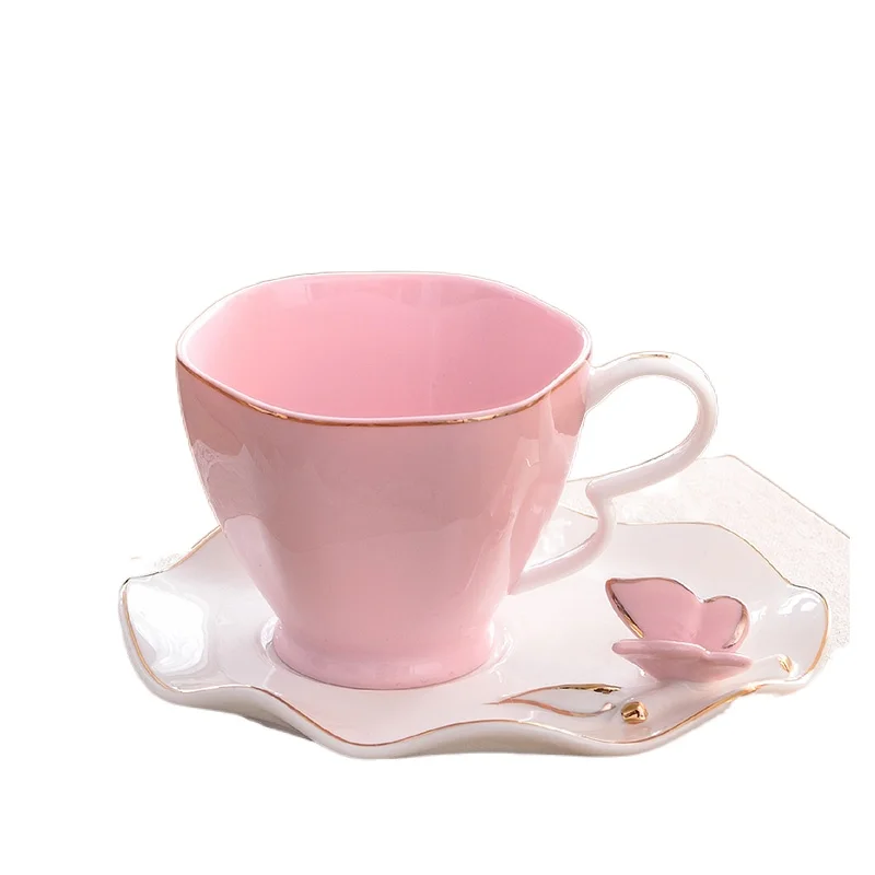 Изысканная фарфоровая чашка в виде бабочки и птицы из костяного фарфора 220 мл для