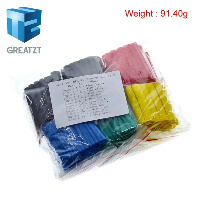 530 шт. термоусадочные трубки изоляционные ассортимент электронные полиолефина