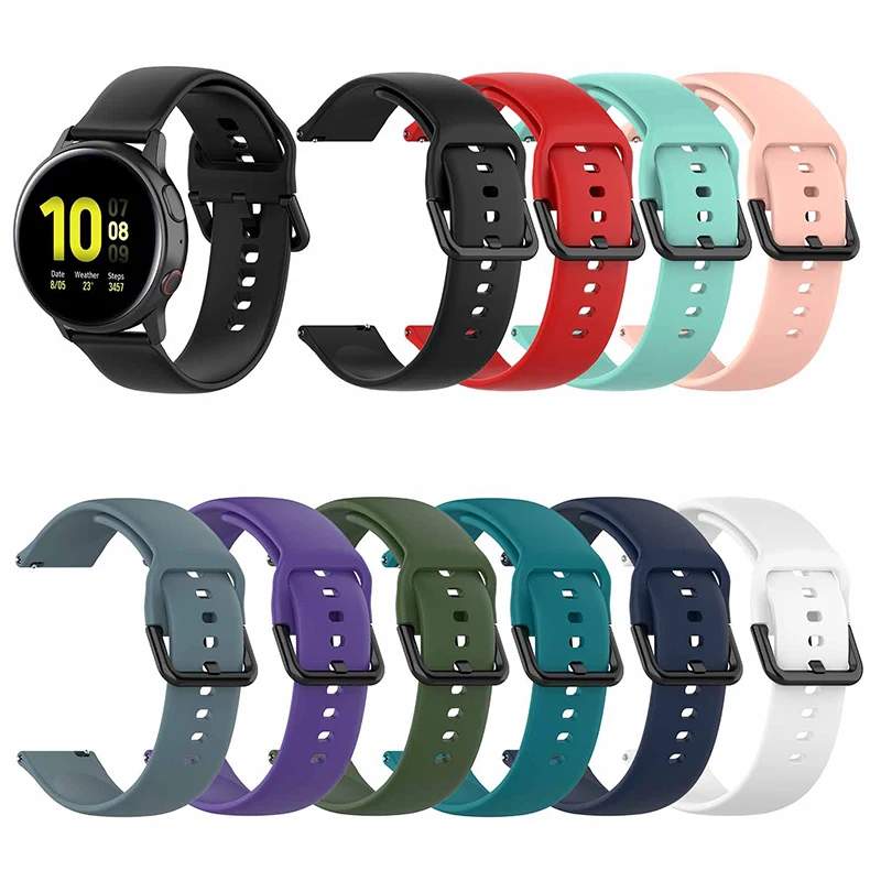Браслеты для samsung galaxy watch active 2 Смарт-часы аксессуары ремешок мягкий силиконовый 20