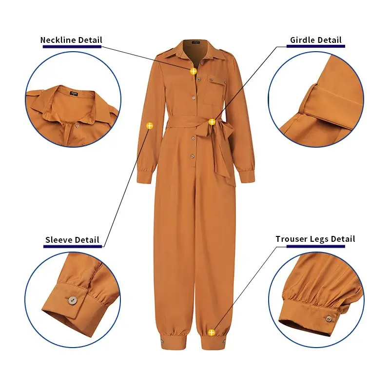 

Women'Jumpsuits 2021 VONDA Casual Long Sleeve Jumpsuits Female Cargo Pants Women'Overalls Playsuits Pantalon Femme