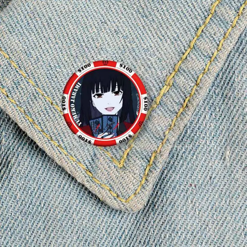 

6pcs Anime Kakegurui: Compulsive Gambler Yomoduki Runa Cosplay Prop Badge Brooch Badge Emblem Pins For Button Bags Collectible