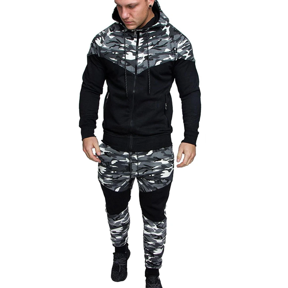 

2021 Tracksuit Men Clothing 2 Pieces Set Jacket+Pant chandal hombre marca Track Suit Sportswear Hooded Sweatshirts Male Sets D30