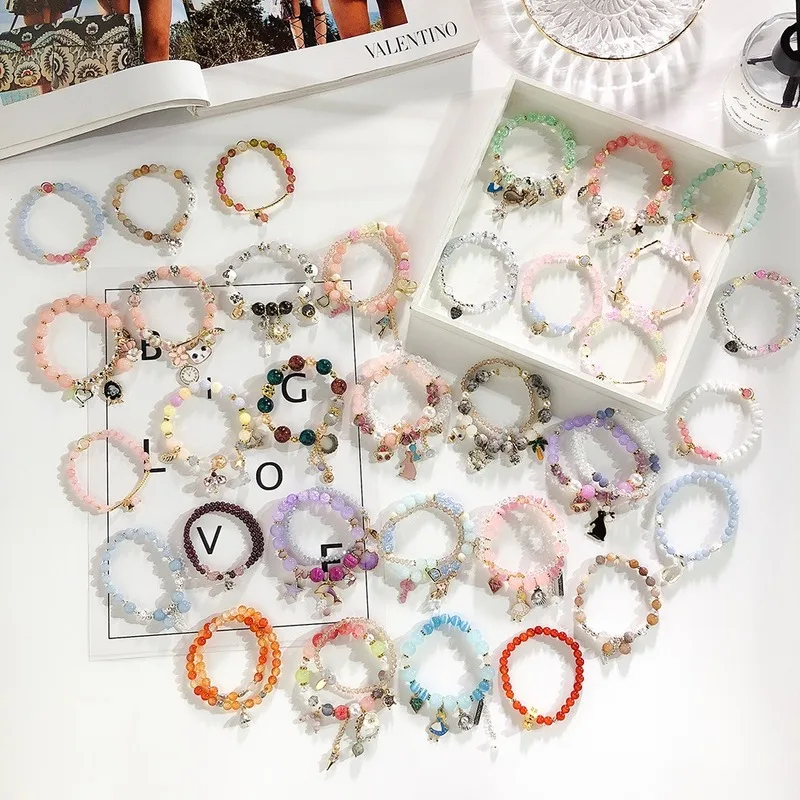 

Bohemian Gemstone Bracelets for Women Natural Stone Crystal Beaded Friendship Bracelet Elastic Bangles Luxury Jewelry Party Gift